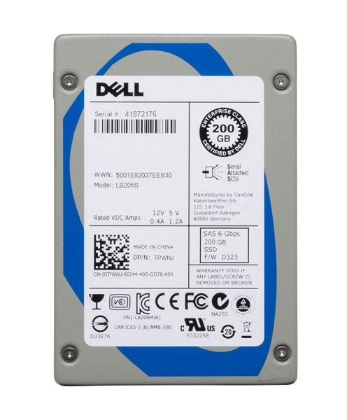342-3658 - Dell 200GB SLC SAS 6GB/s Mainstream 2.5-inch Solid State Drive