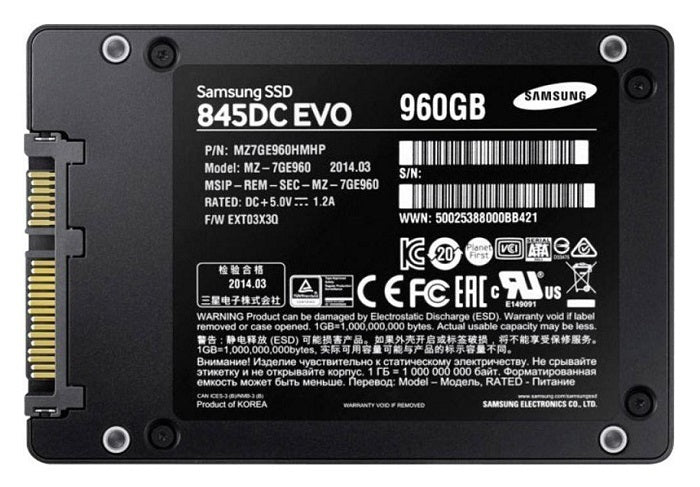 MZ-7GE960EW - Samsung 845DC EVO 960GB MLC SATA 6GB/s 2.5-inch Solid State Drive